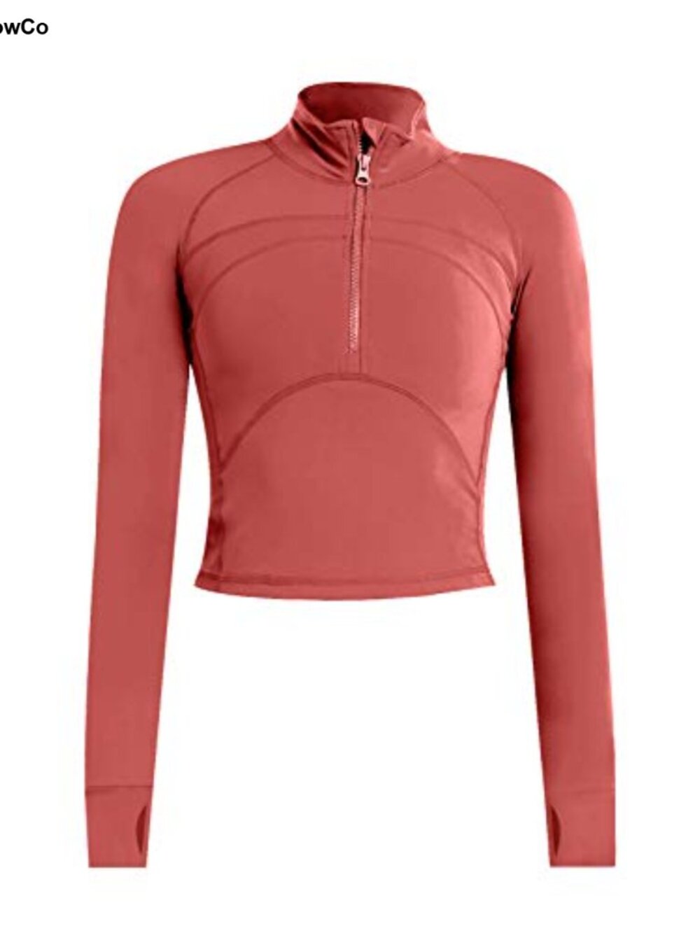 Women's Cropped Workout Jacket 1/2 Zip Pullover Running Yoga Slim Fit Long